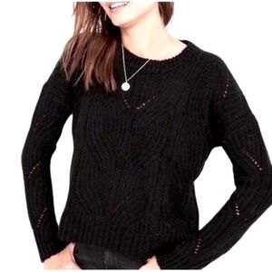 Madewell Charley Black Pointelle Alpaca Pullover Sweater XS
